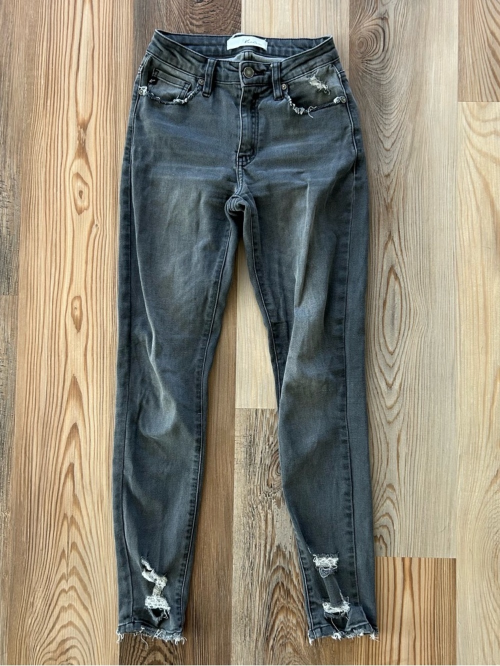 High-Rise Distressed Gray Women’s Jeans
